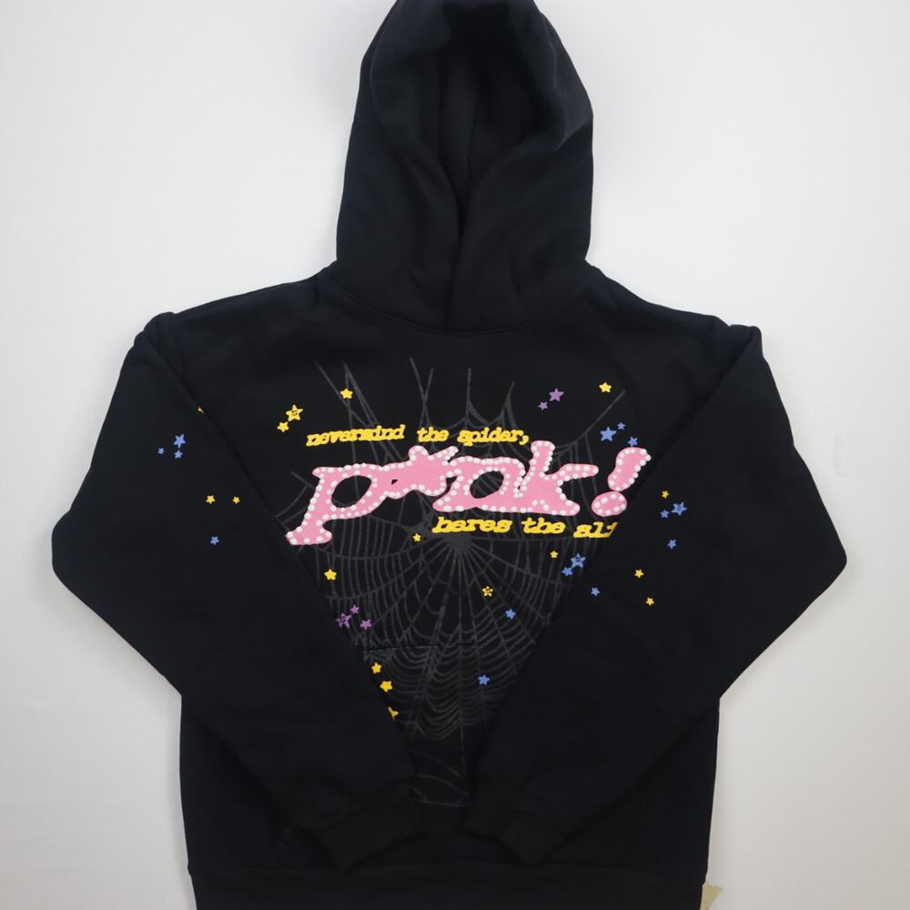 Sp5der OG P*NK Hoodie Black Size Large Men’s Streetwear